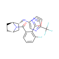 O=C(c1cccc(F)c1-c1ncco1)N1[C@H]2CC[C@H]1[C@H](Nc1cnc(C(F)(F)F)cn1)C2 ZINC000221053262