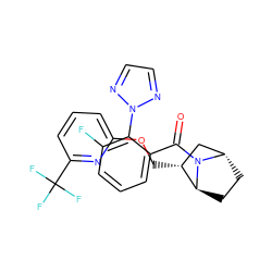 O=C(c1cccc(F)c1-n1nccn1)N1[C@H]2CC[C@H]1[C@H](COc1cccc(C(F)(F)F)n1)C2 ZINC000226051790