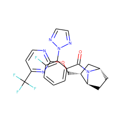 O=C(c1cccc(F)c1-n1nccn1)N1[C@H]2CC[C@H]1[C@H](COc1nccc(C(F)(F)F)n1)C2 ZINC000226059992