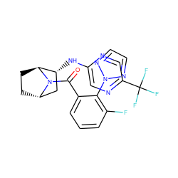 O=C(c1cccc(F)c1-n1nccn1)N1[C@H]2CC[C@H]1[C@H](Nc1cnc(C(F)(F)F)cn1)C2 ZINC000221049195