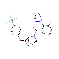 O=C(c1cccc(F)c1-n1nccn1)N1C[C@H]2C[C@@H](Oc3ccc(C(F)(F)F)cn3)[C@H]1C2 ZINC000218536236