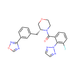 O=C(c1cccc(F)c1-n1nccn1)N1CCOC[C@H]1Cc1cccc(-c2ncon2)c1 ZINC000205660219