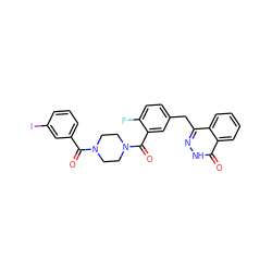 O=C(c1cccc(I)c1)N1CCN(C(=O)c2cc(Cc3n[nH]c(=O)c4ccccc34)ccc2F)CC1 ZINC000653757042