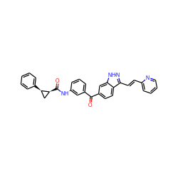 O=C(c1cccc(NC(=O)[C@H]2C[C@H]2c2ccccc2)c1)c1ccc2c(/C=C/c3ccccn3)n[nH]c2c1 ZINC000034000850