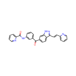 O=C(c1cccc(NC(=O)c2ccccn2)c1)c1ccc2c(/C=C/c3ccccn3)n[nH]c2c1 ZINC000137003357