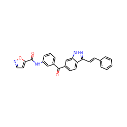 O=C(c1cccc(NC(=O)c2ccno2)c1)c1ccc2c(/C=C/c3ccccc3)n[nH]c2c1 ZINC000197971853