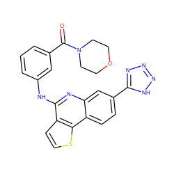 O=C(c1cccc(Nc2nc3cc(-c4nnn[nH]4)ccc3c3sccc23)c1)N1CCOCC1 ZINC000167785028