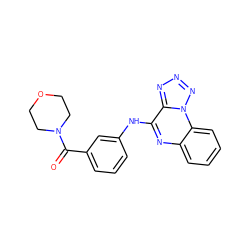 O=C(c1cccc(Nc2nc3ccccc3n3nnnc23)c1)N1CCOCC1 ZINC001772619292