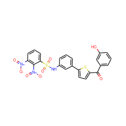 O=C(c1cccc(O)c1)c1ccc(-c2cccc(NS(=O)(=O)c3cccc([N+](=O)[O-])c3[N+](=O)[O-])c2)s1 ZINC000473152914