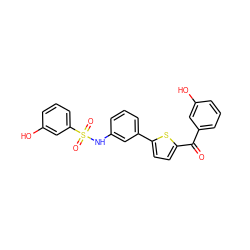 O=C(c1cccc(O)c1)c1ccc(-c2cccc(NS(=O)(=O)c3cccc(O)c3)c2)s1 ZINC000473150844