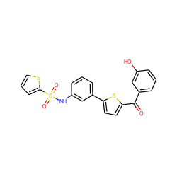 O=C(c1cccc(O)c1)c1ccc(-c2cccc(NS(=O)(=O)c3cccs3)c2)s1 ZINC000473152841