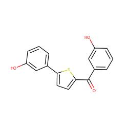 O=C(c1cccc(O)c1)c1ccc(-c2cccc(O)c2)s1 ZINC000064448742