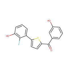 O=C(c1cccc(O)c1)c1ccc(-c2cccc(O)c2F)s1 ZINC000064453494