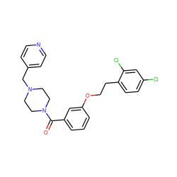 O=C(c1cccc(OCCc2ccc(Cl)cc2Cl)c1)N1CCN(Cc2ccncc2)CC1 ZINC000013643507