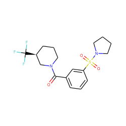 O=C(c1cccc(S(=O)(=O)N2CCCC2)c1)N1CCC[C@H](C(F)(F)F)C1 ZINC000010286973