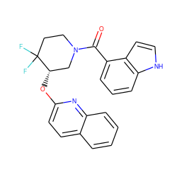 O=C(c1cccc2[nH]ccc12)N1CCC(F)(F)[C@@H](Oc2ccc3ccccc3n2)C1 ZINC000149582614