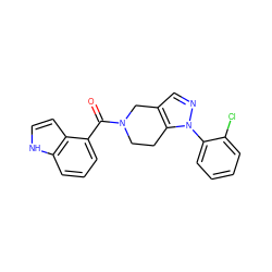 O=C(c1cccc2[nH]ccc12)N1CCc2c(cnn2-c2ccccc2Cl)C1 ZINC000028708545