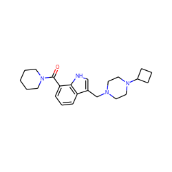 O=C(c1cccc2c(CN3CCN(C4CCC4)CC3)c[nH]c12)N1CCCCC1 ZINC000064512103