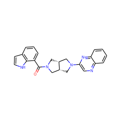 O=C(c1cccc2cc[nH]c12)N1C[C@@H]2CN(c3cnc4ccccc4n3)C[C@@H]2C1 ZINC000116828399