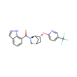 O=C(c1cccc2cc[nH]c12)N1C[C@H]2C[C@@H](Oc3ccc(C(F)(F)F)cn3)[C@H]1C2 ZINC000218373849