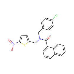 O=C(c1cccc2ccccc12)N(Cc1ccc(Cl)cc1)Cc1ccc([N+](=O)[O-])s1 ZINC000084710551