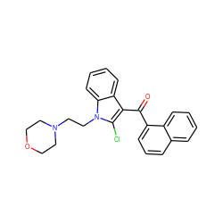 O=C(c1cccc2ccccc12)c1c(Cl)n(CCN2CCOCC2)c2ccccc12 ZINC000013742581