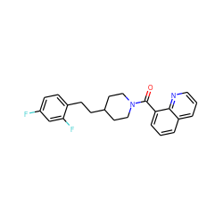 O=C(c1cccc2cccnc12)N1CCC(CCc2ccc(F)cc2F)CC1 ZINC000036270445