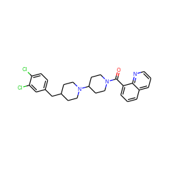 O=C(c1cccc2cccnc12)N1CCC(N2CCC(Cc3ccc(Cl)c(Cl)c3)CC2)CC1 ZINC000028132130