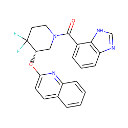 O=C(c1cccc2nc[nH]c12)N1CCC(F)(F)[C@@H](Oc2ccc3ccccc3n2)C1 ZINC000149552413