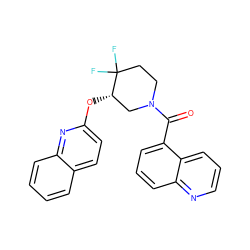 O=C(c1cccc2ncccc12)N1CCC(F)(F)[C@@H](Oc2ccc3ccccc3n2)C1 ZINC001772649623