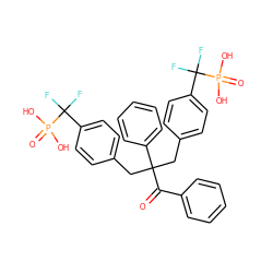 O=C(c1ccccc1)C(Cc1ccc(C(F)(F)P(=O)(O)O)cc1)(Cc1ccc(C(F)(F)P(=O)(O)O)cc1)c1ccccc1 ZINC000004426013