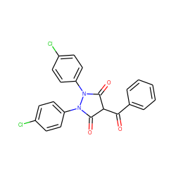 O=C(c1ccccc1)C1C(=O)N(c2ccc(Cl)cc2)N(c2ccc(Cl)cc2)C1=O ZINC000101099972