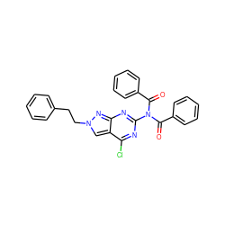 O=C(c1ccccc1)N(C(=O)c1ccccc1)c1nc(Cl)c2cn(CCc3ccccc3)nc2n1 ZINC000103263560