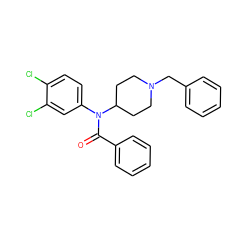 O=C(c1ccccc1)N(c1ccc(Cl)c(Cl)c1)C1CCN(Cc2ccccc2)CC1 ZINC000013817796