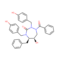 O=C(c1ccccc1)N1C[C@@H](O)[C@@H](Cc2ccccc2)N(Cc2ccc(O)cc2)C(=O)N1Cc1ccc(O)cc1 ZINC000028360337