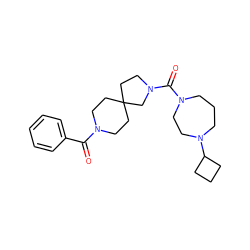 O=C(c1ccccc1)N1CCC2(CC1)CCN(C(=O)N1CCCN(C3CCC3)CC1)C2 ZINC000103243090