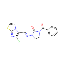 O=C(c1ccccc1)N1CCN(/N=C/c2c(Cl)nc3sccn23)C1=O ZINC000040408726