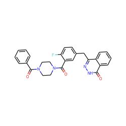 O=C(c1ccccc1)N1CCN(C(=O)c2cc(Cc3n[nH]c(=O)c4ccccc34)ccc2F)CC1 ZINC000040952572