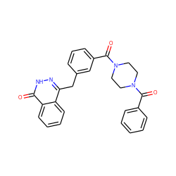 O=C(c1ccccc1)N1CCN(C(=O)c2cccc(Cc3n[nH]c(=O)c4ccccc34)c2)CC1 ZINC000040953536