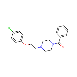 O=C(c1ccccc1)N1CCN(CCOc2ccc(Cl)cc2)CC1 ZINC000046735539