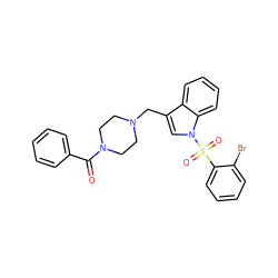 O=C(c1ccccc1)N1CCN(Cc2cn(S(=O)(=O)c3ccccc3Br)c3ccccc23)CC1 ZINC000140334744