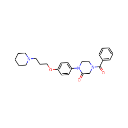 O=C(c1ccccc1)N1CCN(c2ccc(OCCCN3CCCCC3)cc2)C(=O)C1 ZINC000028870187