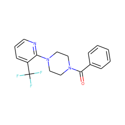 O=C(c1ccccc1)N1CCN(c2ncccc2C(F)(F)F)CC1 ZINC000019924639