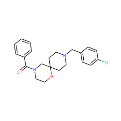 O=C(c1ccccc1)N1CCOC2(CCN(Cc3ccc(Cl)cc3)CC2)C1 ZINC000064559721