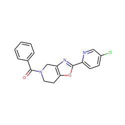 O=C(c1ccccc1)N1CCc2oc(-c3ccc(Cl)cn3)nc2C1 ZINC001772582464