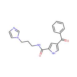 O=C(c1ccccc1)c1c[nH]c(C(=O)NCCCn2ccnc2)c1 ZINC000004003118