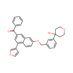 O=C(c1ccccc1)c1cc(-c2ccoc2)c2ccc(OCc3cccc(C4(O)CCOCC4)c3)cc2c1 ZINC000013759177