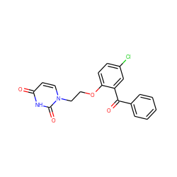 O=C(c1ccccc1)c1cc(Cl)ccc1OCCn1ccc(=O)[nH]c1=O ZINC000072127535