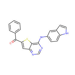 O=C(c1ccccc1)c1cc2ncnc(Nc3ccc4[nH]ccc4c3)c2s1 ZINC000013588168