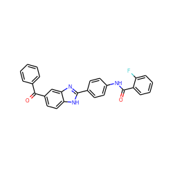 O=C(c1ccccc1)c1ccc2[nH]c(-c3ccc(NC(=O)c4ccccc4F)cc3)nc2c1 ZINC000008667084